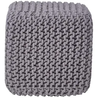 Homescapes Strick-Pouf grau, Sitzwürfel 35/35/35 cm , Grau , Textil , Uni , Quadratisch , 35x35x35 cm , Wohnzimmer, Sessel, Hocker & Hockerbänke, Sitzwürfel