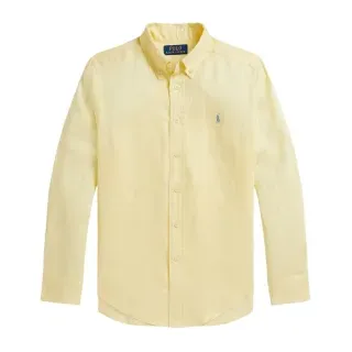 Polo Ralph Lauren Unisex für Kinder. 323967600503 Gelbes Leinenhemd (8/9años=140/149cm), Lässig, Baumwolle, Langarm, Kinderbekleidung