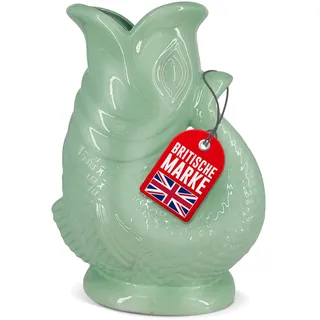 Bubble Jug Wasserkaraffe Keramikkrug in Fischform - 1,5 L, Enteneiblau - Fisch Karaffe mit Gluckergeräusche für lustiges ausgießen von Wasser, Wein & mehr - Bubble Jug Karaffe Fisch - Fischkrug