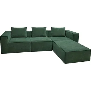 MCW L-Sofa O54 Erweiterbar Modular Rechts/links Stoff/Textil 63x270x190cm Grün