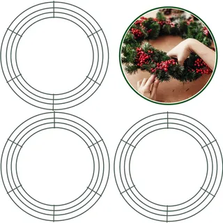 POPOYU 3 Stück Kranz Ring Metall,12 Zoll Metallkranz,Draht Kranz Herstellung Ringe,Türkranz Kranz Haustür Metall Kranz Rahmen Draht für Weihnachten,Halloween,Thanksgiving,Valentines Dekoration