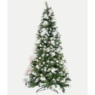 Natürlicher grüner Weihnachtsbaum mit Schnee und Schleife, schneebedeckter Weihnachtsbaum, optionale Weihnachtsbeleuchtung, Weihnachtsbaum-Dekoration nach Ihrem Geschmack, Chistmas Tree