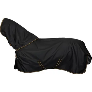 Bucas Outdoordecke 50g mit Halsteil Irish Turnout Light Regendecke Black/Gold 125 - Schwarz, Gold
