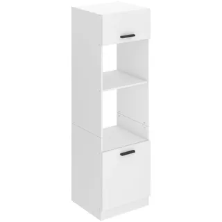 Belini Mikrowelle Schrank, Küchenschränke, Hochschrank Küche SSP. Mikrowellenschrank - 60 cm Breite und 204 cm Höhe. Küchenbuffet mit 2 Türen und 2 Regalen, Weiß matt - Weiß