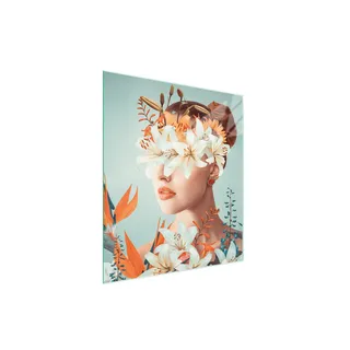 Glasschneidebrett Herdabdeckplatte Spritzschutz aus gehärtetem Glas 45x52 cm Motiv Frau