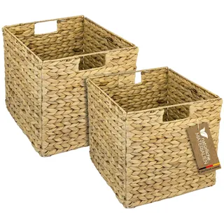 HMF Aufbewahrungskorb, geflochten aus Wasserhyazinthe Seegras 2er Set, passend für Kallax 32 x 34,5 x 32 cm
