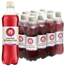 Carpe Diem Kombucha Classic Schorle | Erfrischendes, fermentiertes Teegetränk | Kalorienarm & vegan | wärmebehandelt | Original kombucha Rezeptur | 12x 0,5 Liter PET Flasche