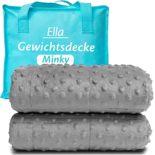 Ella Gewichtsdecke Kinder 2,4 kg 90x120 cm – Therapiedecke, für Stressabbau & Angstzustände, Hypoallergene Glasperlen, weiche & kühlende Baumwoll- Außenschicht, für Kinder von 15-25 kg – Grau Minky