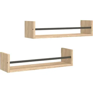 vidaXL Wandregale mit Stangen 2 STK. Sonoma-Eiche 60x16x14 cm