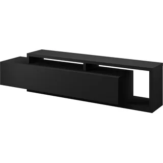 Furniture24 Fernsehschrank Bota 40 Unterschrank Lowboard mit Aufsatz und Schublade 219 x 52 x 45 cm Schwarz matt - Schwarz