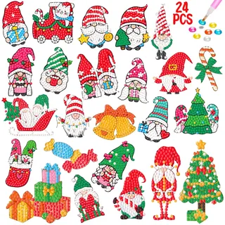Acuiwer Christmas Diamond Painting Kinder DIY Diamant Aufkleber Kit Diamantmalerei für Kinder Geburtstags Geschenk für Jungen Mädchen (#9-Xmas-27 Stk)