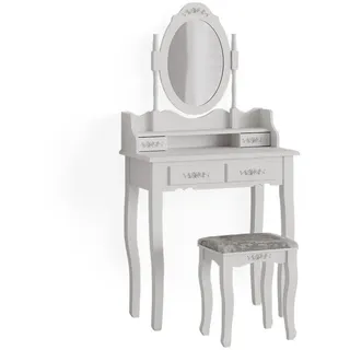 Vicco Schminktisch Meghan Weiß 75 cm mit Hocker, Model 39601 - Weiß