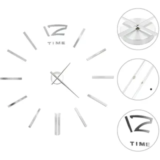 vidaXL 3D-Wanduhr Modernes Design 100 cm XXL Silbern - Silber