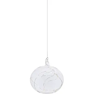 Glaskugel LINA 20 oval 18 cm klar Lichterkette warmweiß batteriebetrieb