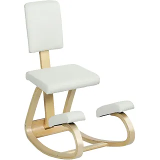 HOMCOM Kniestuhl Birkenholz Polyester 84L x 51B x 93H cm Cremeweiß