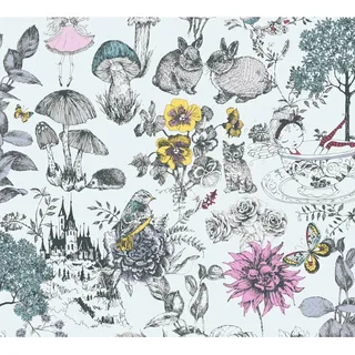 Vliestapete Blumen Kinderzimmertapete Schwarz Weiß FSC®