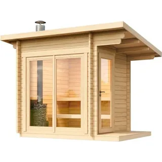 FinnTherm Gartensauna Lizzy XS Naturbelassen 278 cm x 228 cm Wandstärke 40 mm