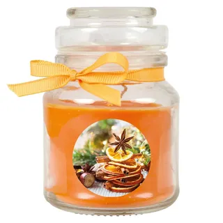 HS Candle "Weihnachten" Duftkerze im Bonbonglas - viele Motive zur Auswahl, Ideale Weihnachtsdeko zur Adventszeit - Orange