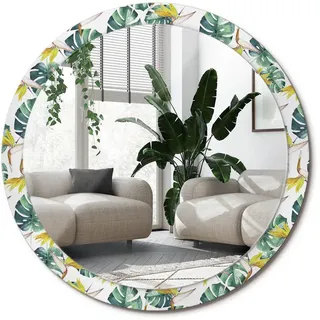 Wallfluent Spiegel Rund Ø 100 cm mit Aufdruck , Multicolor , Glas , 100x100x0.4 cm , Spiegel, Wandspiegel