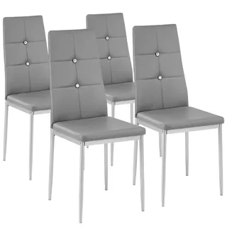 Tectake tectake® Esszimmerstuhl, gepolstert mit Kunstlederbezug, schlanke Stahlbeine, 40 x 42 x 97 cm