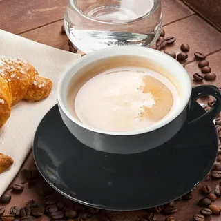 ionEgg Porzellan Kaffeetasse mit Untertasse 220ml/7oz für Cappuccino, Latte und Tee, Schwarz