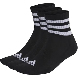 adidas Unisex Kinder 3-Stripes Cushioned Sportswear Mid-Cut Socks 3 Pairs, Black/White, 5-6 Years