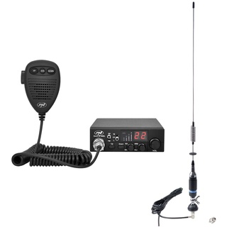 PNI CB Funkgerät HP 8000L ASQ Escort mit CB S75-Antenne mit Kabel und Fester Halterung