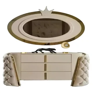 Schminktisch Spiegel Luxus Konsole Kommode Schlafzimmer Holz Modern Design - Weiß
