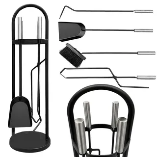DanDiBo Kaminbesteck Modern Schwarz 5 Teilig Set , Metall , 20x68x20 cm , Elektrogeräte, Heizgeräte, Elektrokamine