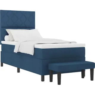 Boxspringbett Blau 100 x 200 cm Stoff & Holzwerkstoff - Blau