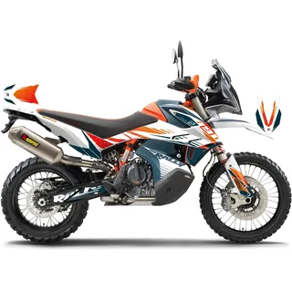 Uniracing Ktm 890 R Adventure, Dekor-/Kratzerschutz-Set - Orange/Blau/Klar