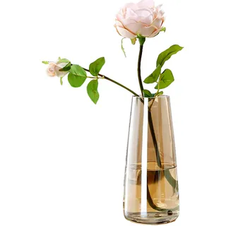 Ins Moderne Vasen, Irisierte kristallklare Glasvasen für Zuhause, Büro, Dekoration (Kristall Bernstein)