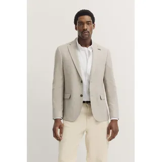 Sakko BUGATTI, Herren, Gr. 48, beige (30, beige), 41% Polyester, 30% Viskose, 17% Baumwolle, 9% Leinen, 3% Elasthan, unifarben, normal, Manschette, Sakkos Sakko, mit Reverskragen und Stretchfunktion