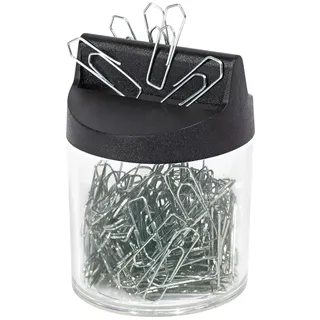 Wedo Klammernspender (mit Magnet rund gefüllt, 125 Büroklammern) silber/transparent