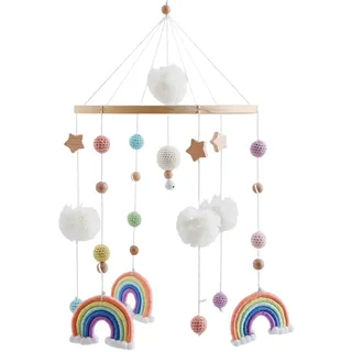 Neuytiky Mobiles Baby,Regenbogen Babybett Hölz Windspiele mit Bäll,Mobile Changing Table,Anhänger Babyzimmer Deko,Bettglocke Anhänger,Neugeborene Geschenk für Jungen Mädchen(Orange)