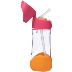 b.box Tritan-Strohhalmflasche, 425 ml, moderne Wasserflasche mit Klapp-Trinkhalm für Kleinkinder und Kinder, auslaufsicher, BPA-frei (Erdbeershake, 425 ml), 1 Count (Pack of 1)