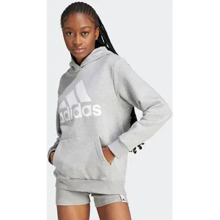 Adidas Essentials Logo Boyfriend Hoodie Medium Grey Heather / White XS