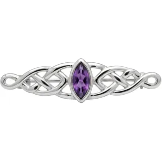 Alexander Castle 925 Sterling Silber Keltische Brosche für Frauen - Damen Brosche Pin mit lila Zirkonia & Schmuck Geschenk Box - 35mm