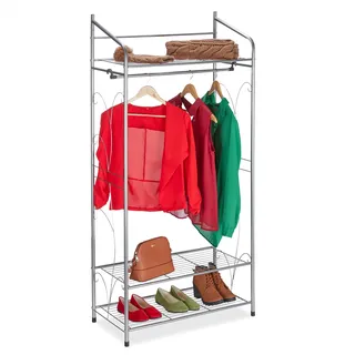 Relaxdays Garderobenständer Vintage 161 x 78 x 36 cm Silber