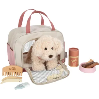 small foot Hund mit Tasche und Pflege-Set rosa, Haustier-Set, ab 2 Jahren | 15-teiliges Tierarzt Rollenspiel Set, Geschenk für Mädchen und Jungen, Haustier-Spielzeug