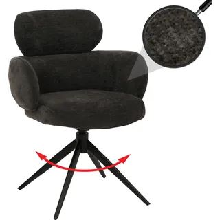 Esszimmerstuhl HWC-O77, Küchenstuhl Polsterstuhl, drehbar Auto-Return, Stoff (310g/m2) Chenille anthrazit - Grau