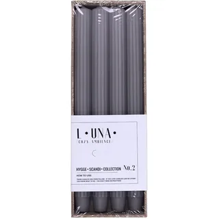 donau home Set Lange Stabkerzen 30 x Ø 2,50 cm grau 4 St.