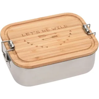 Lässig Kinder Brotdose Edelstahl und Bambus Frühstücksbox nachhaltig Kindergarten Schule/ Lunchbox Adventure Let's be wild