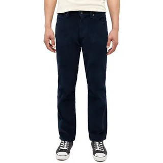 Cordhose MUSTANG "Style Tramper Straight", Herren, Gr. 34, Länge 34, blau (schwarz saphire), Cord, Obermaterial: 100% Baumwolle, straight fit lang, Hosen Cordhose