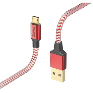 Hama Ladekabel Reflective USB-A/Micro-USB 1,5m Nylon, rot