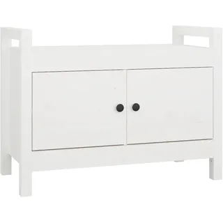 Flurbank Weiß 80x40x60 cm Massivholz Kiefer - Weiß