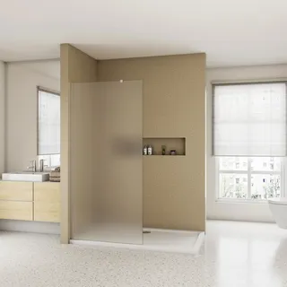 AICA walk in dusche 140X200cm Milchglas Duschwand 10mm NANO ESG-Glas mit einstellbar 73-120cm Stabilisator Duschabtrennung Duschtrennwand Duschkabine - milchig