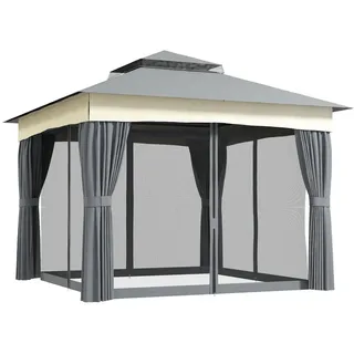 Outsunny Pavillon mit Doppeldach , Metall , 306x269x306 cm , Sonnenschutz, Pavillons