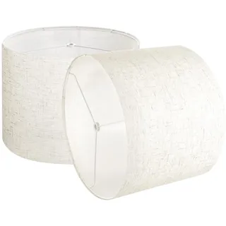 VEVOR Lampenschirm Trommel 33 x 33 x 25 cm (oben x unter x hoch), 2 Stk. mittelgroße Ersatzschirme aus Leinen + PVC, Lampenschirm für Tischlampen Stehlampen Pendelleuchten (helles Leinen)