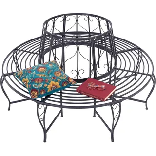 Relaxdays Baumbank 160 x 85 x 160 cm Schwarz